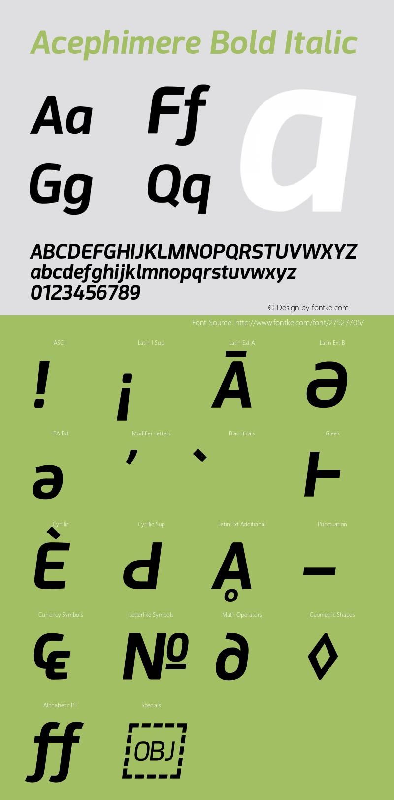 Acephimere Bold Italic Version 1.01 August 4, 2018图片样张