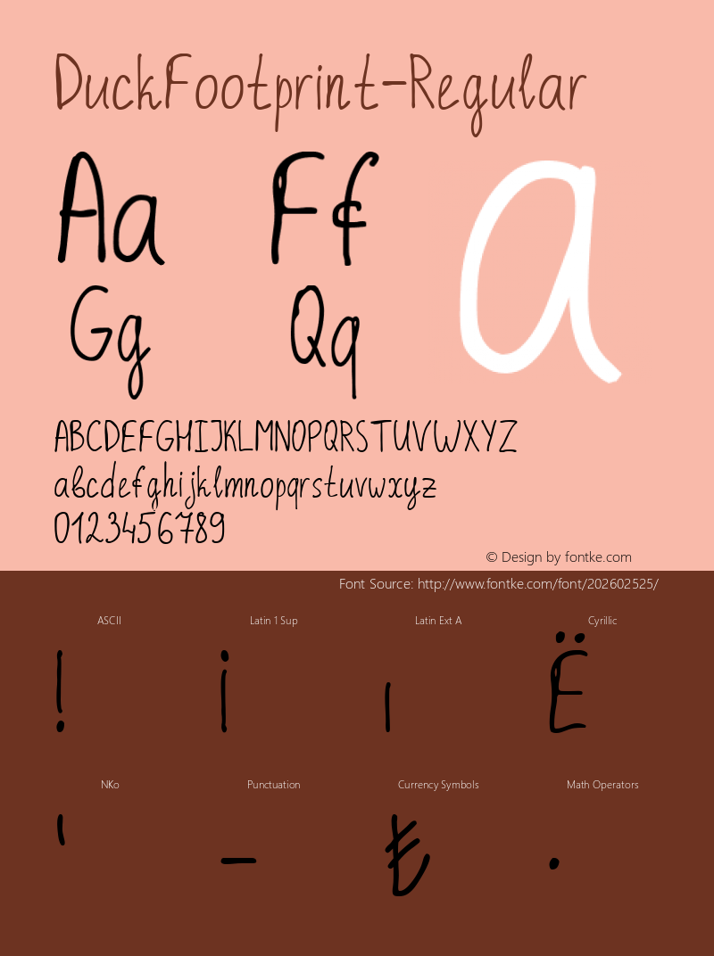 ☞Duck Footprint Regular Version 1.000;com.myfonts.easy.aaaaaalena.duck-footprint.regular.wfkit2.version.5PG4图片样张