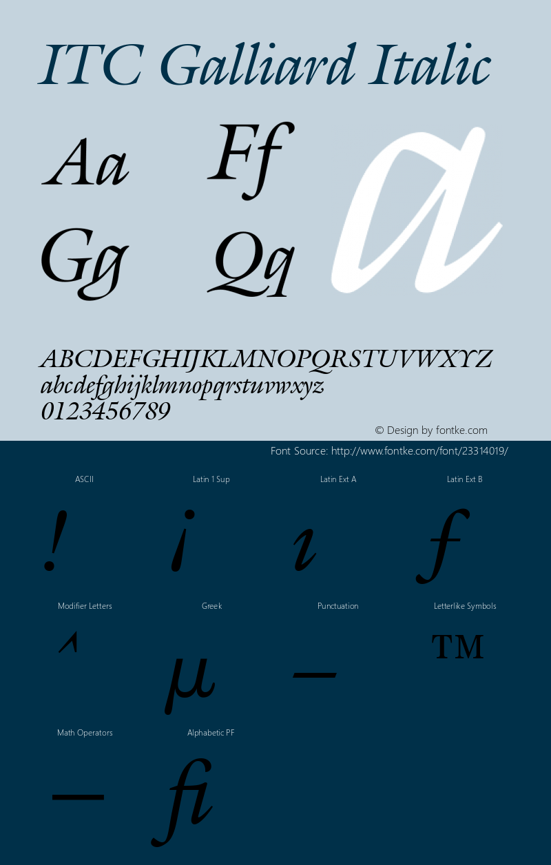 ITC Galliard Italic Version 003.001图片样张