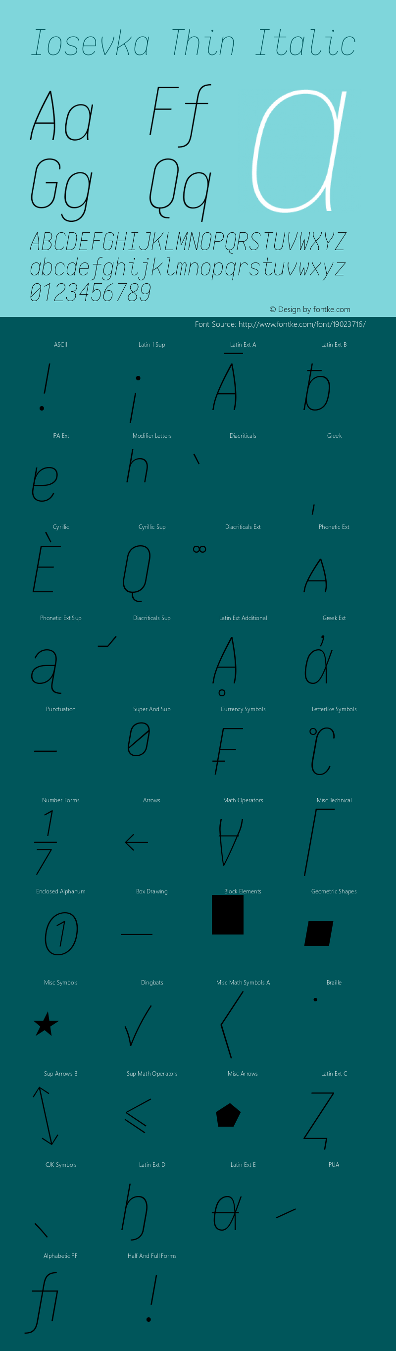 Iosevka Thin Italic 1.12.1; ttfautohint (v1.6)图片样张