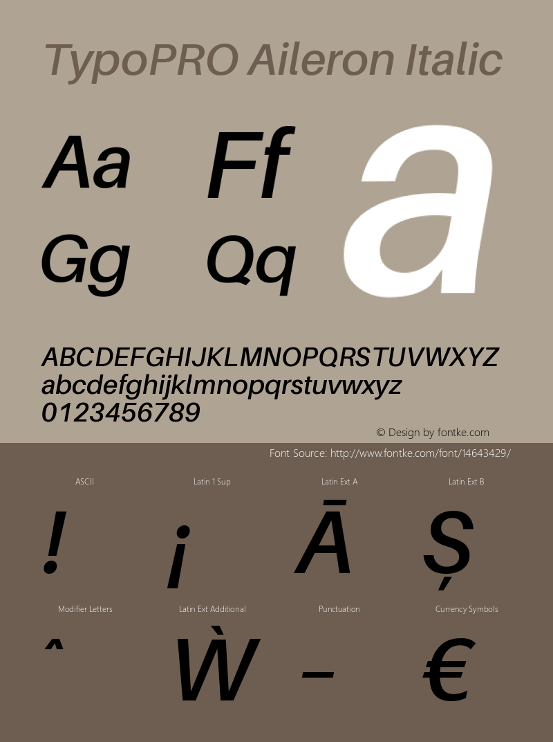 TypoPRO Aileron Italic Version 1.000;PS 001.000;hotconv 1.0.70;makeotf.lib2.5.58329图片样张