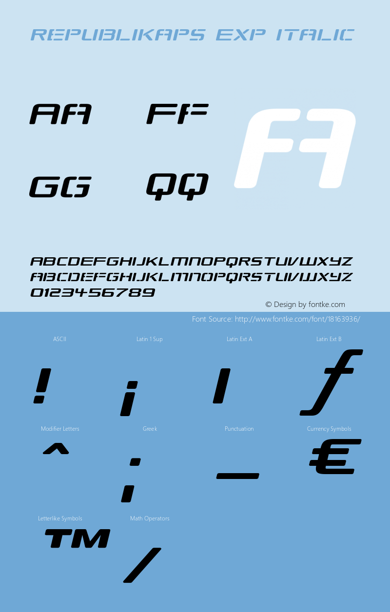 Republikaps Exp Italic Version 1.0; 2000; initial release图片样张