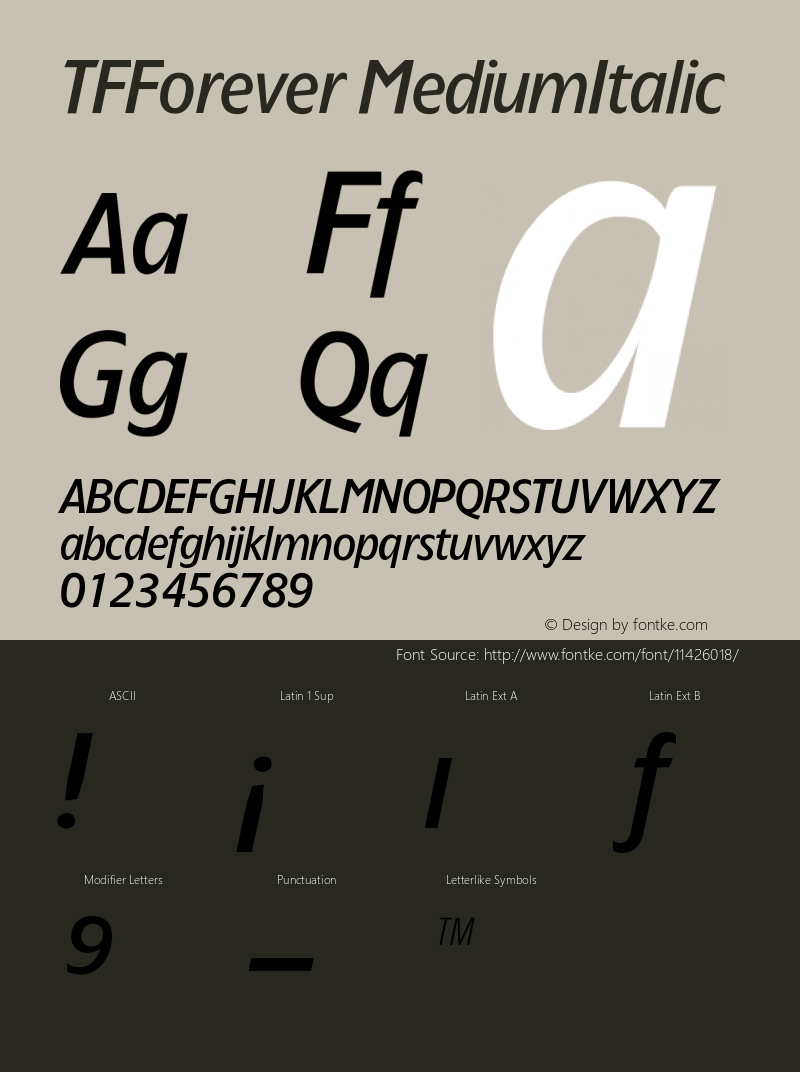 TFForever MediumItalic Version 001.000图片样张