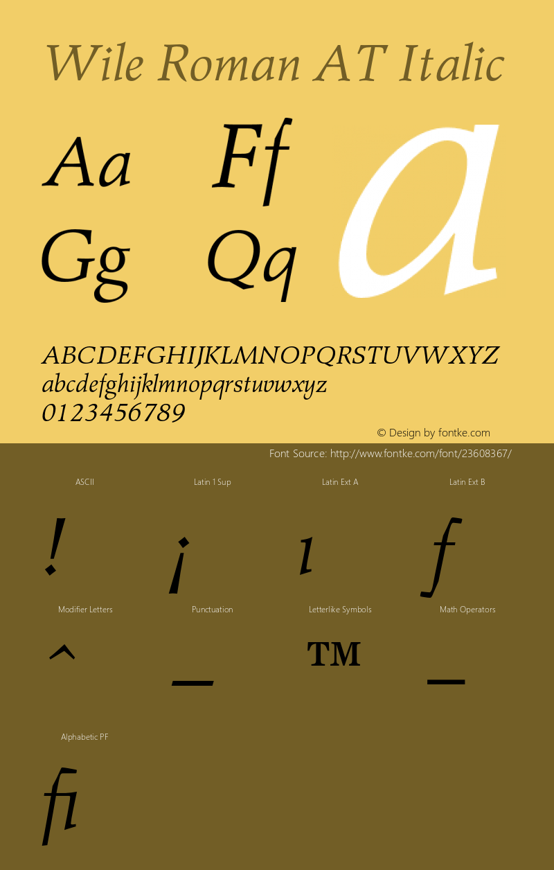 Wile Roman AT Italic Version 1.100;PS 001.001;Core 1.0.38图片样张