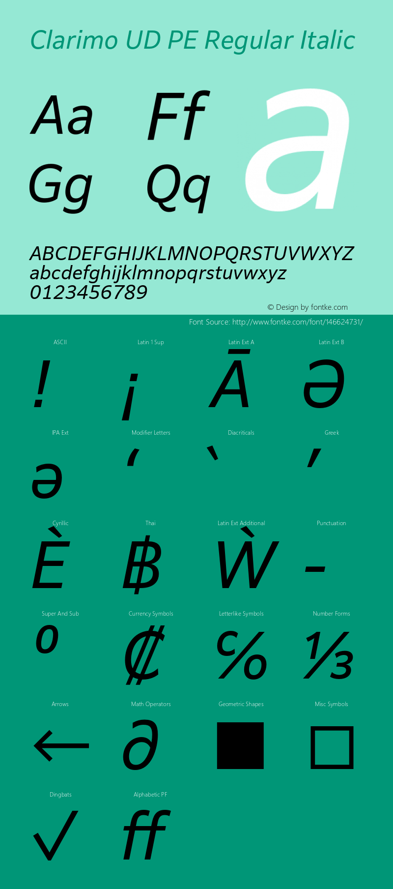 ClarimoUDPE-RegularItalic Version 1.000 | wf-rip DC20180625图片样张