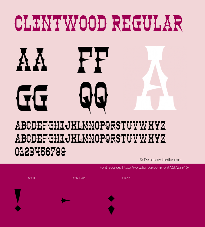 Clintwood Version 1.00;August 25, 2017;FontCreator 11.0.0.2388 64-bit图片样张