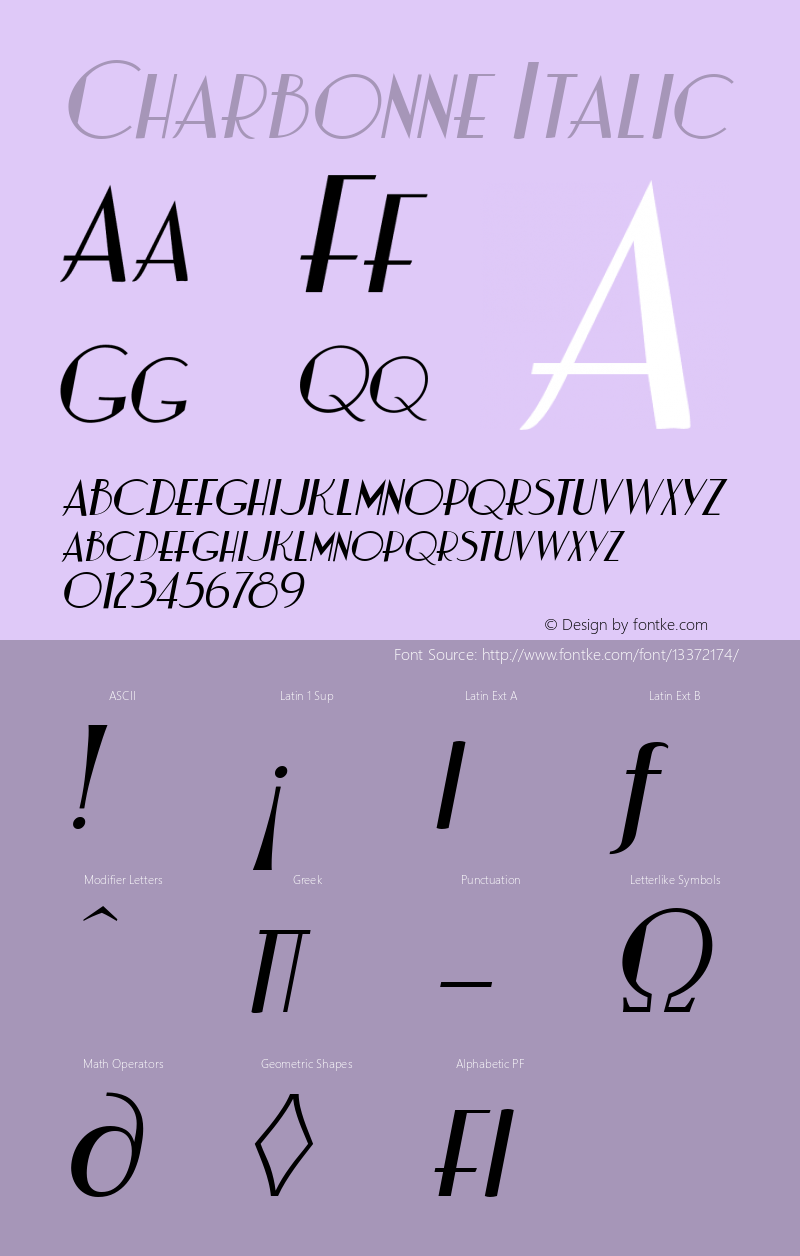 Charbonne Italic Version 001.000图片样张