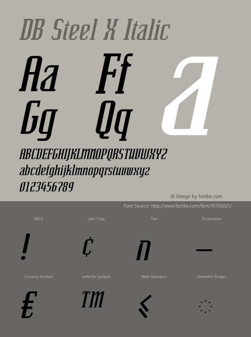 DB Steel X Italic Version 3.100 2007图片样张