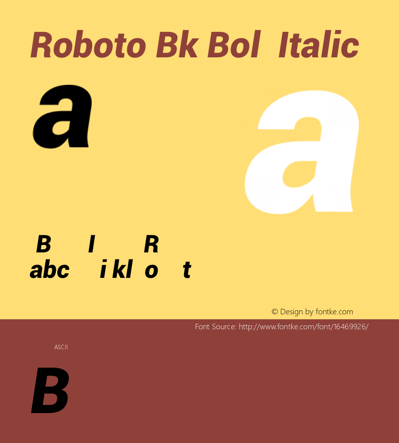 Roboto Bk Bold Italic Version 1.00000; 2011图片样张
