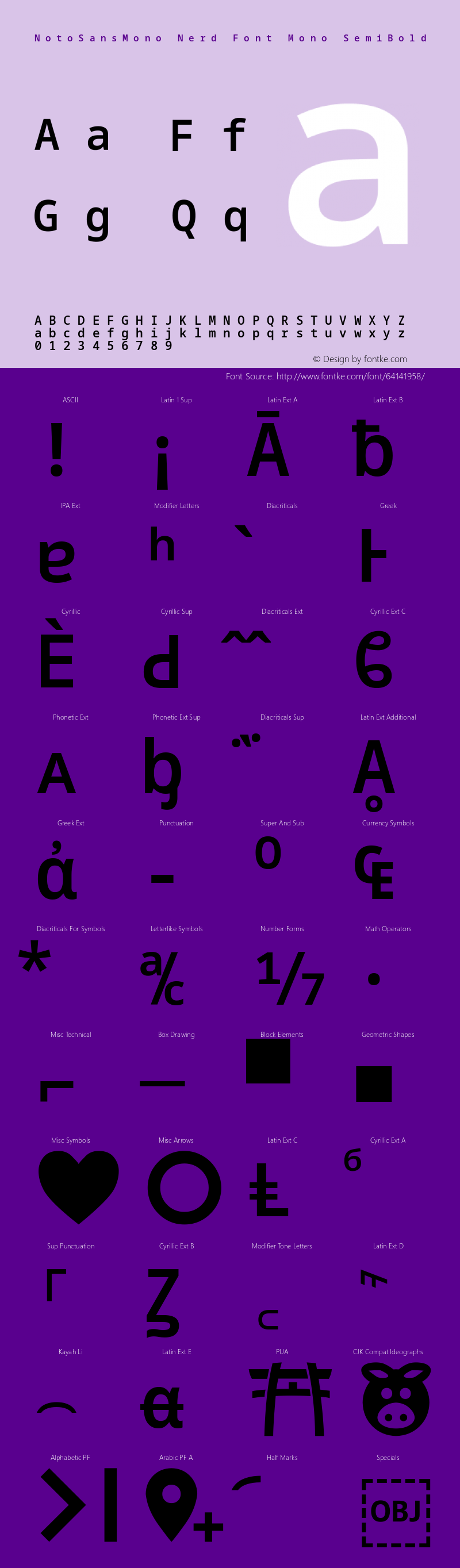 Noto Sans Mono SemiBold Nerd Font Complete Mono Version 2.000;GOOG;noto-source:20170915:90ef993387c0; ttfautohint (v1.7)图片样张