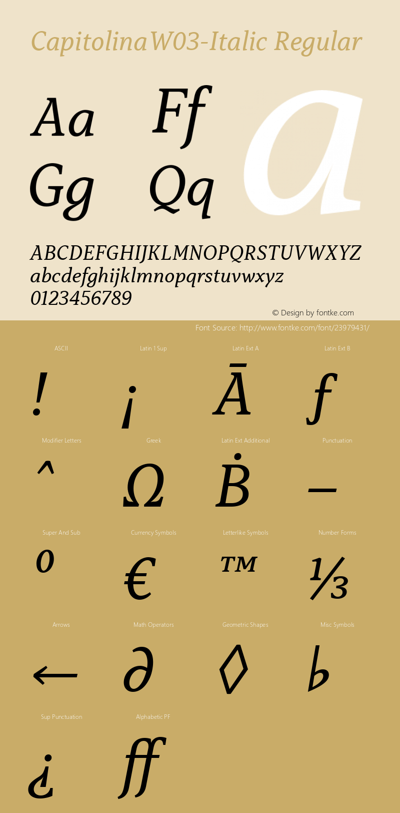 Capitolina W03 Italic Version 1.00图片样张