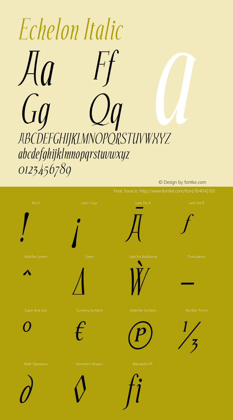 Echelon Italic Version 4.000图片样张