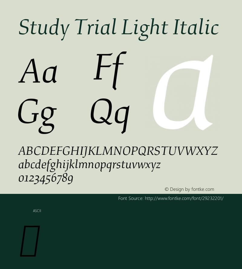 Study Trial Light Italic Version 1.020;hotconv 1.0.109;makeotfexe 2.5.65596图片样张