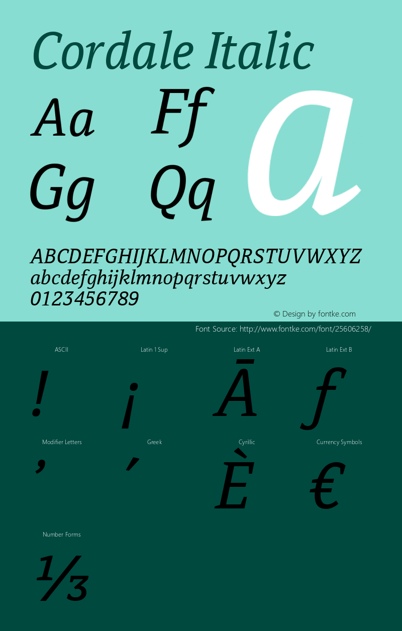 Cordale Italic Version 2.002图片样张