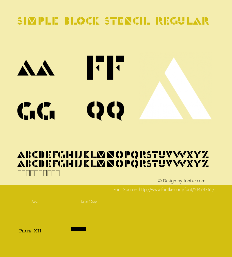 Simple Block Stencil Regular Version 1.00 August 30, 2012, initial release图片样张