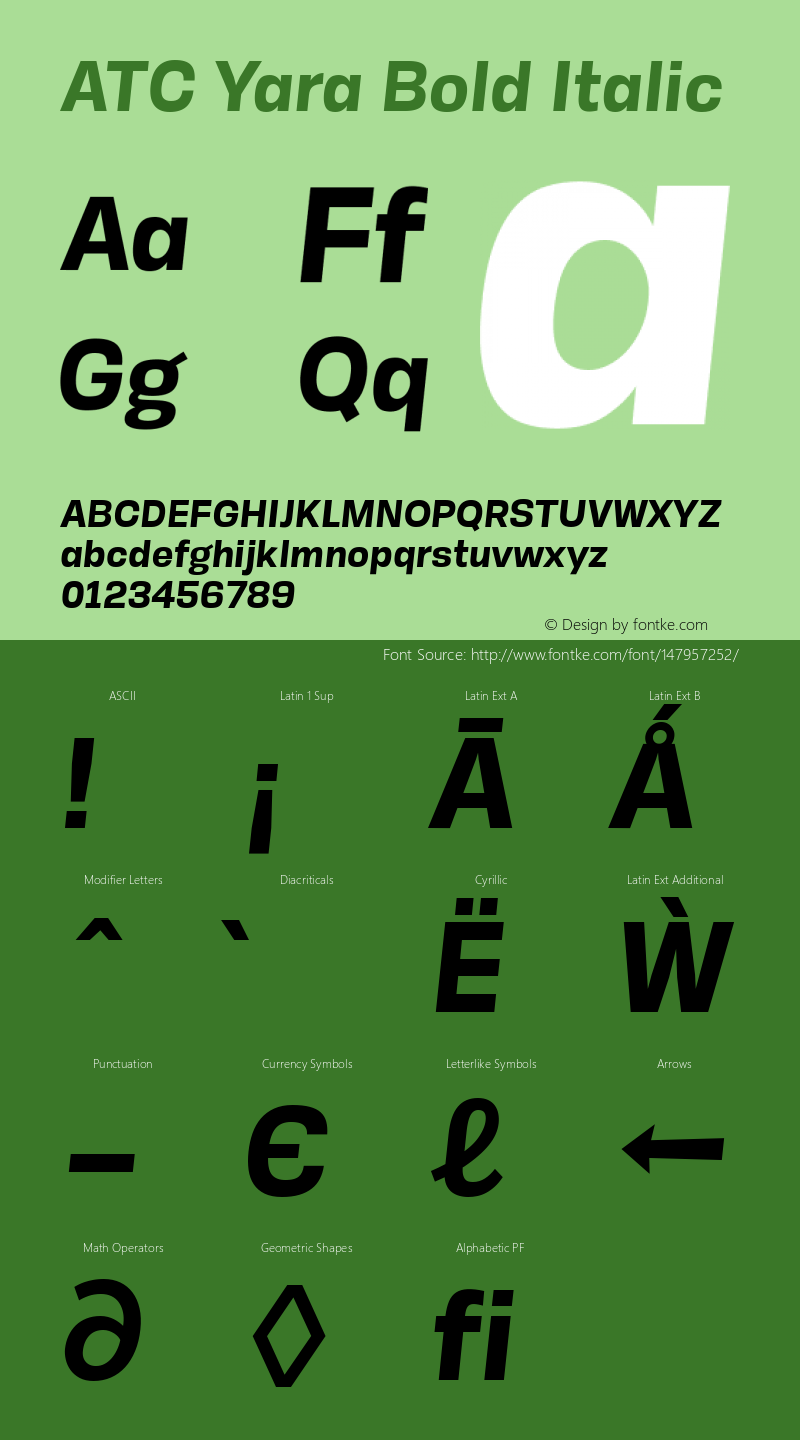 ATC Yara Bold Italic Version 1.002;PS 001.002;hotconv 1.0.88;makeotf.lib2.5.64775图片样张