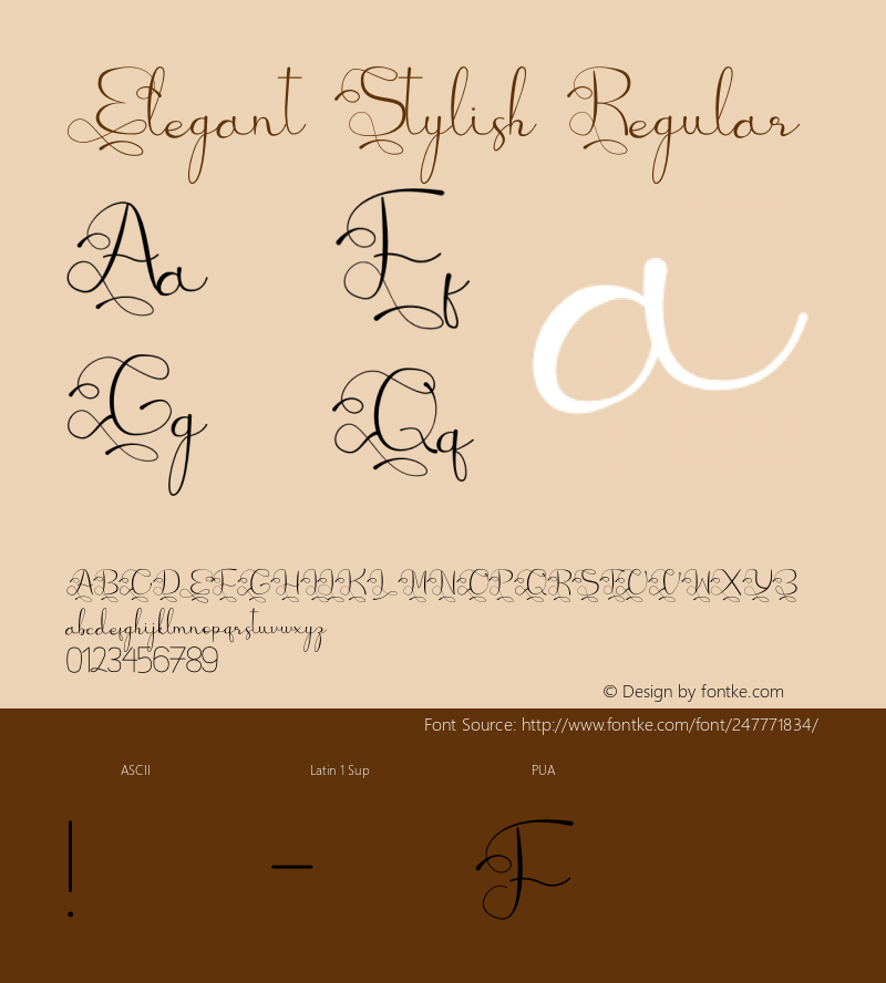 Elegant Stylish Version 1.00;May 1, 2023;FontCreator 13.0.0.2641 64-bit图片样张