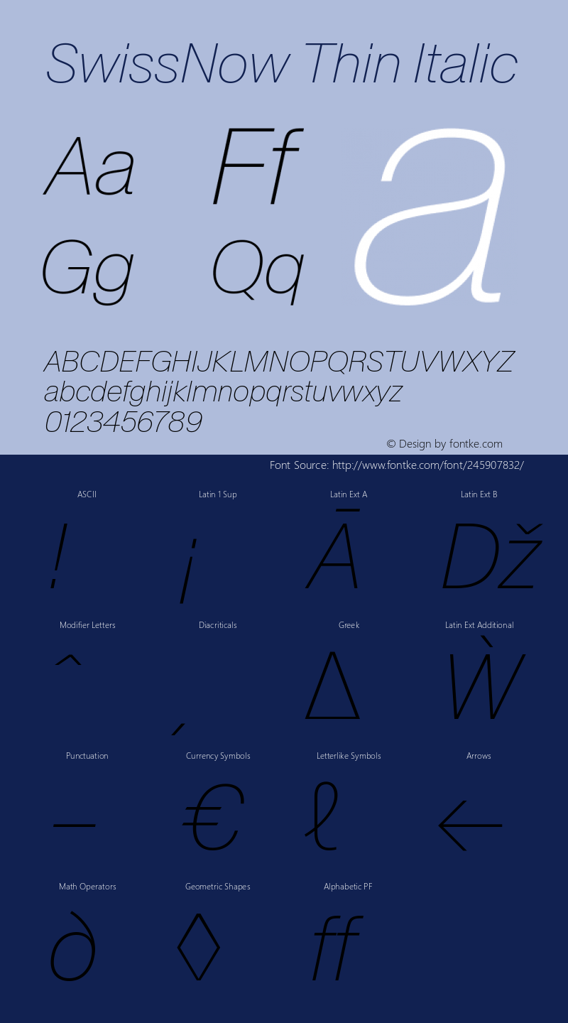 SwissNow Thin Italic Version 1.000图片样张