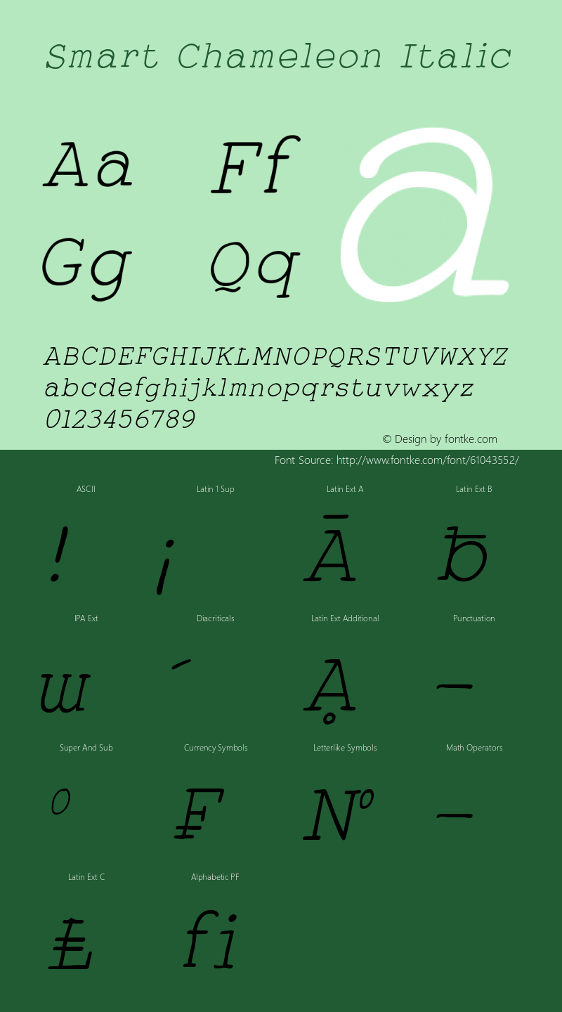 Smart Chameleon Italic Version 1.00;April 13, 2020;FontCreator 12.0.0.2567 64-bit图片样张