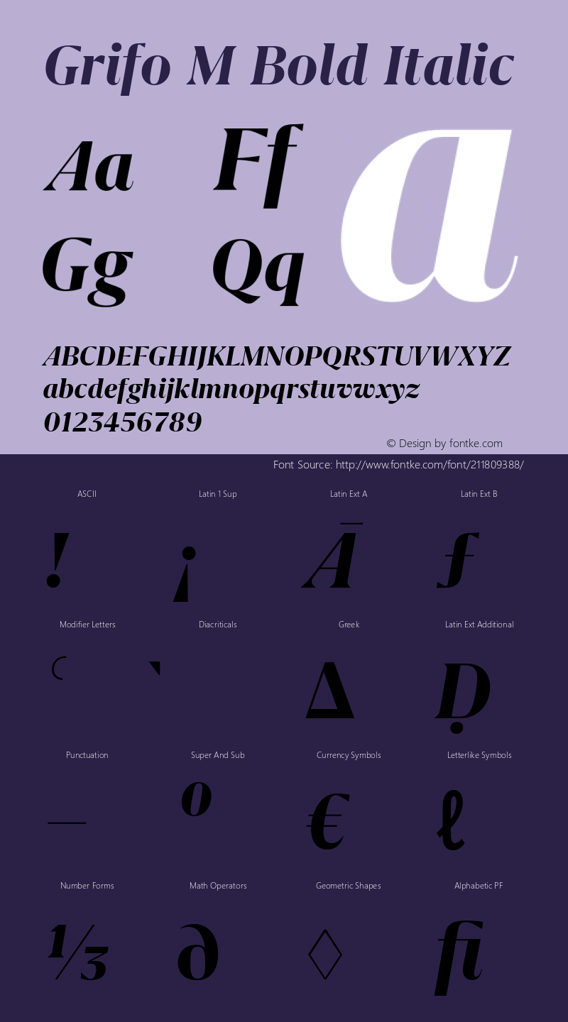 Grifo M Bold Italic Version 2.002图片样张
