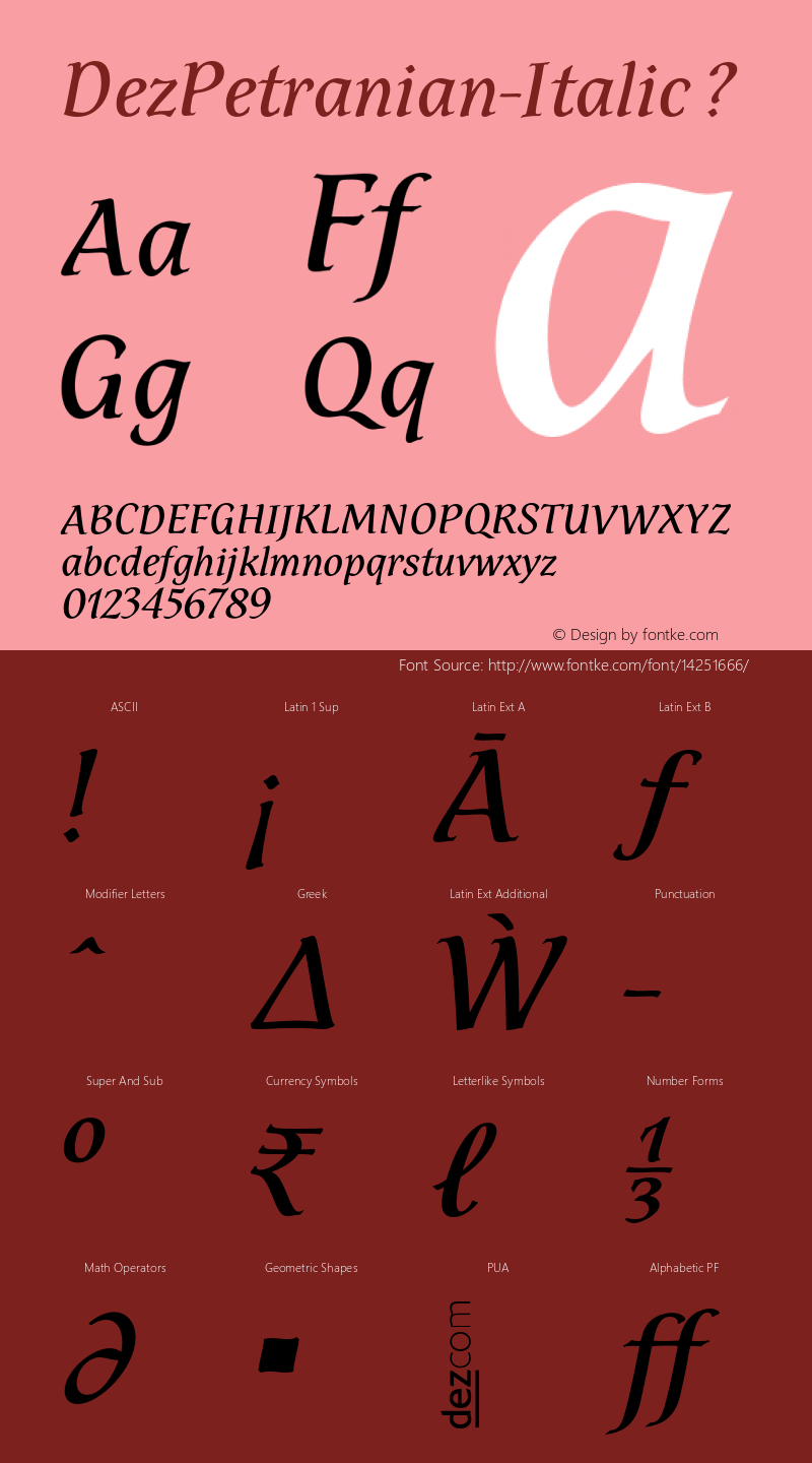 DezPetranian-Italic ? Version 10.003;com.myfonts.dezcom.dez-petranian.italic.wfkit2.44KW图片样张