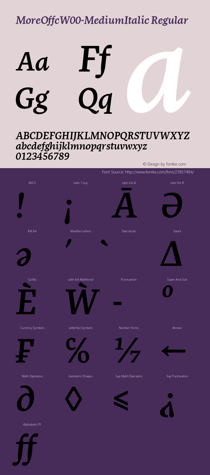 More Offc W00 Medium Italic Version 7.504图片样张