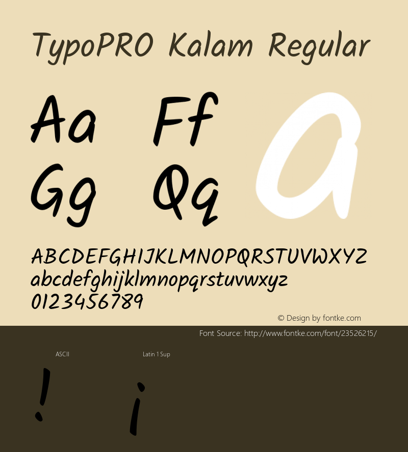 TypoPRO Kalam Version 2.001;PS 1.0;hotconv 1.0.79;makeotf.lib2.5.61930; ttfautohint (v1.3)图片样张