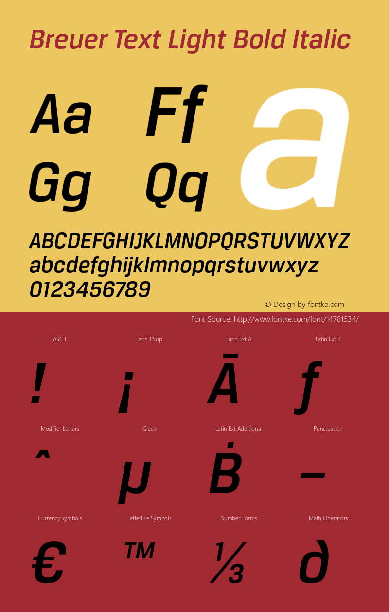 Breuer Text Light Bold Italic Version 2.000图片样张