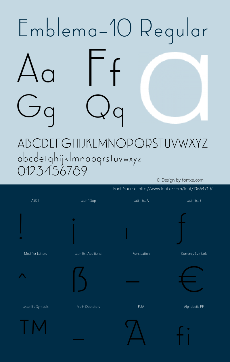 Emblema-10 Regular Version 1.000 2014 initial release;com.myfonts.easy.corradine.emblema.10.wfkit2.version.4cFY图片样张