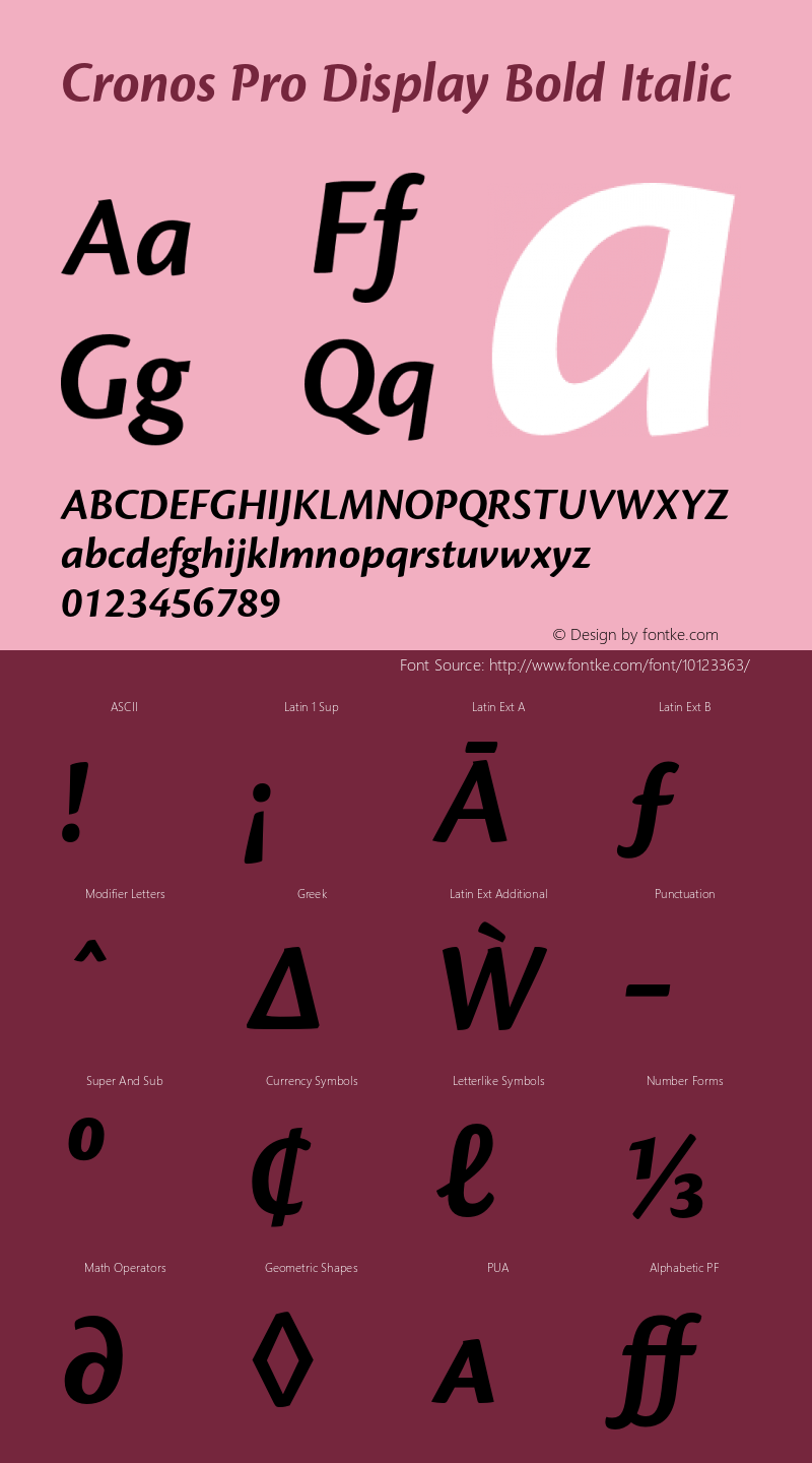 Cronos Pro Display Bold Italic OTF 1.008;PS 001.000;Core 1.0.31;makeotf.lib1.4.1585图片样张