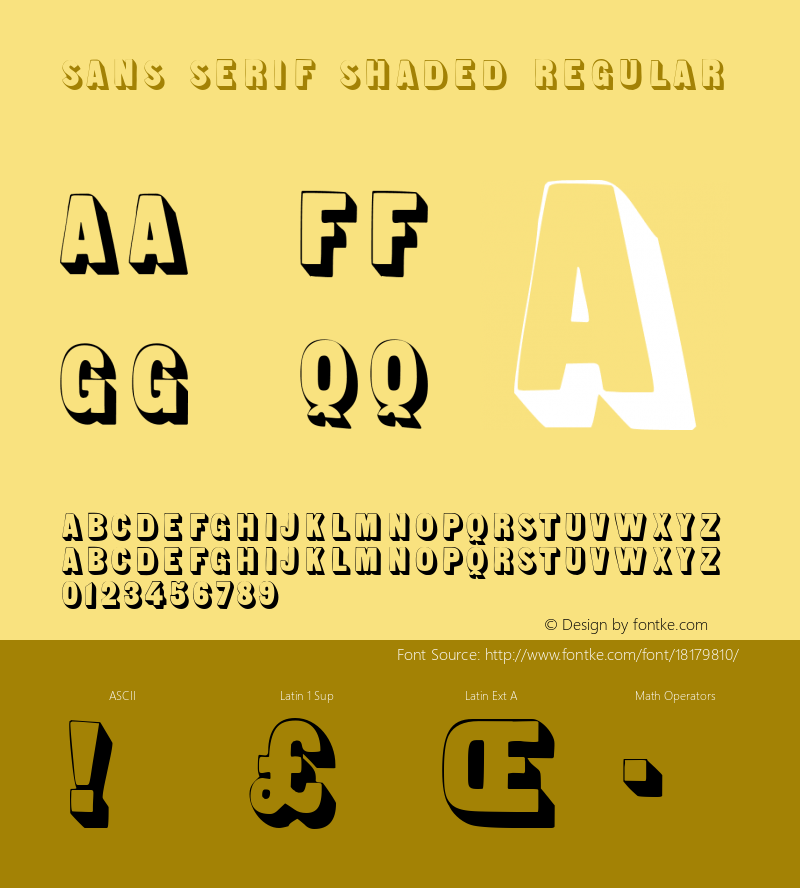 Sans Serif Shaded Regular Version 1.0; 2002; initial release图片样张