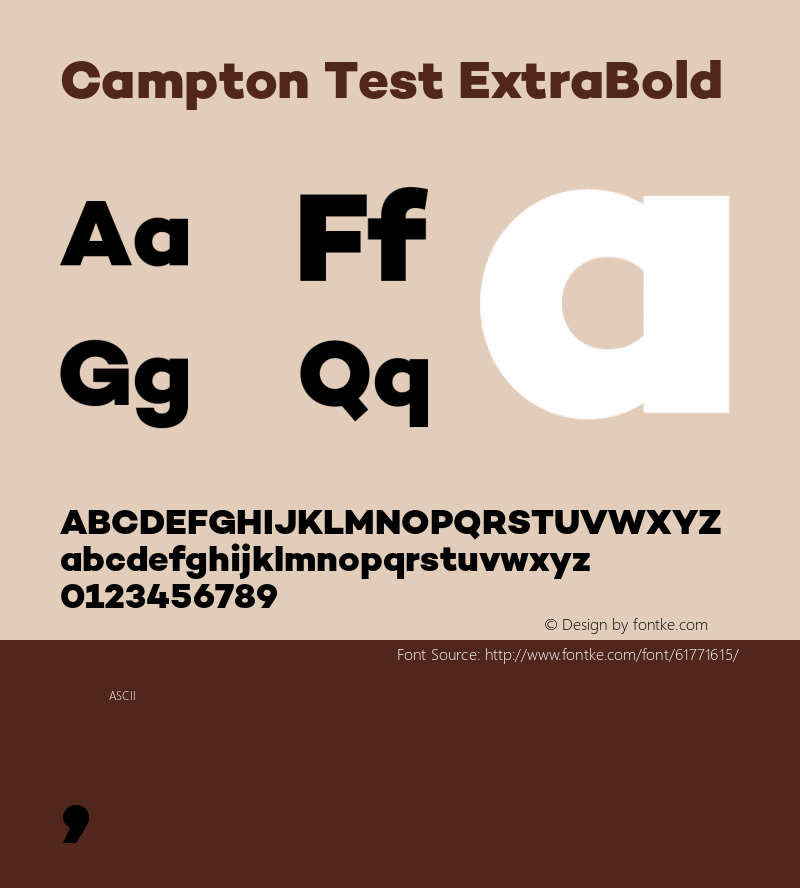 Campton Test ExtraBold Version 1.002;PS 001.002;hotconv 1.0.88;makeotf.lib2.5.64775图片样张