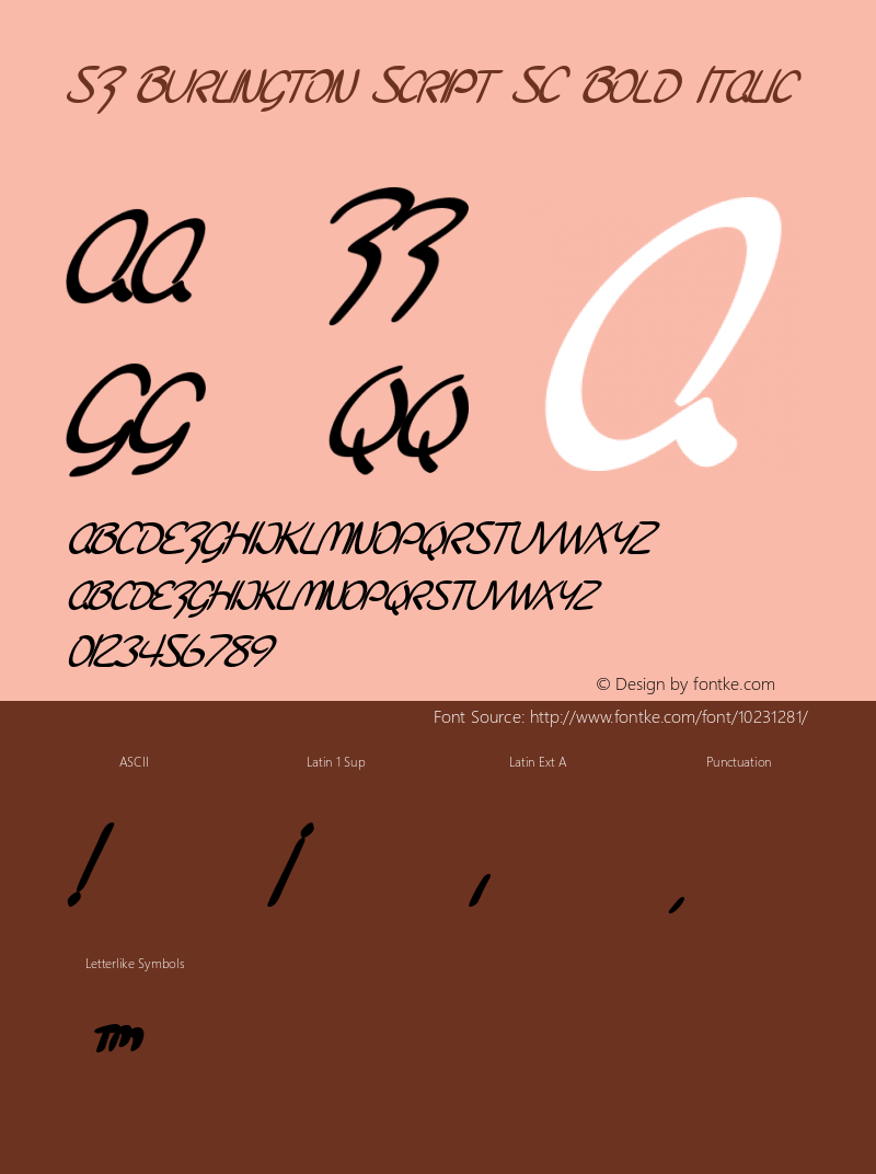 SF Burlington Script SC Bold Italic ver 1.0; 2000. Freeware for non-commercial use.图片样张