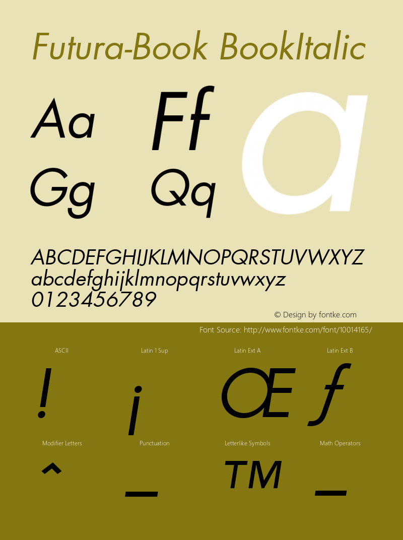 Futura-Book BookItalic Version 1.00图片样张