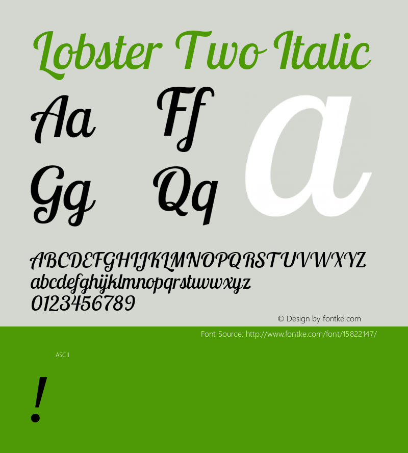 Lobster Two Italic Version 1.006; ttfautohint (v1.4.1)图片样张