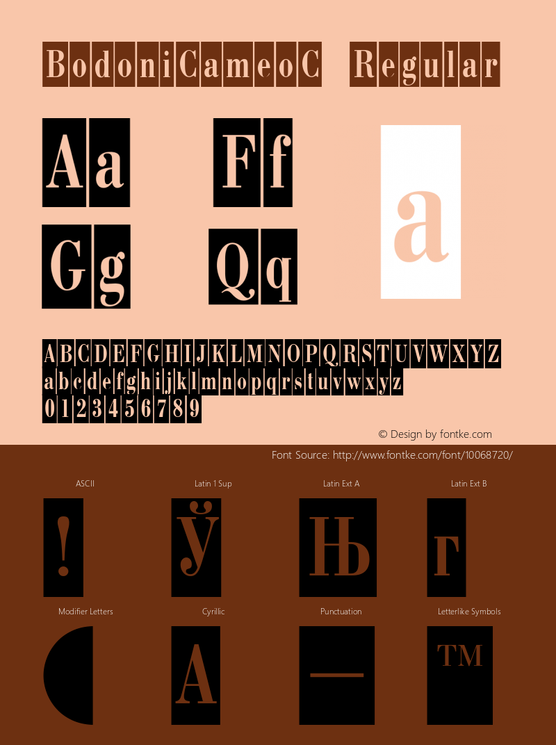 BodoniCameoC Regular 001.000图片样张