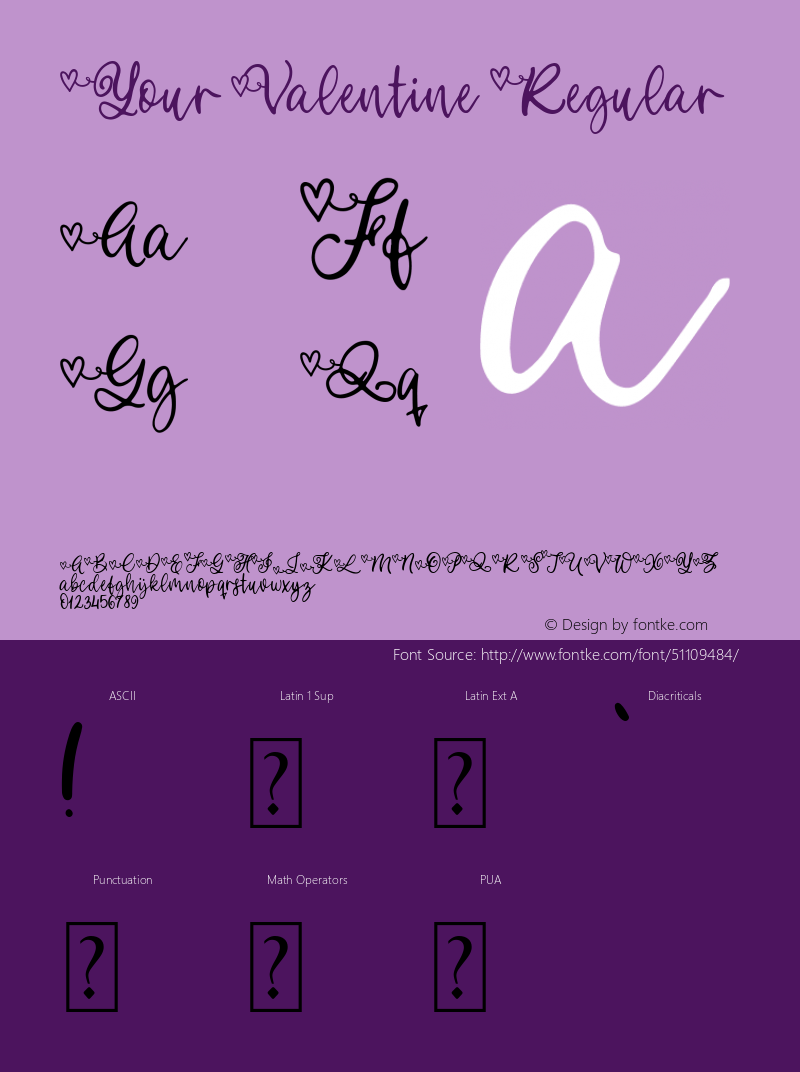 Your Valentine Version 1.00;January 11, 2020;FontCreator 12.0.0.2544 32-bit图片样张