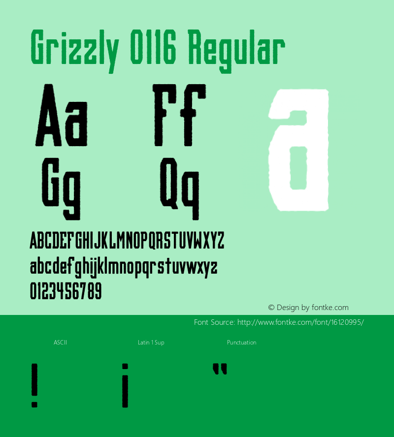 Grizzly 0116 Regular Version 1.000;PS 001.000;hotconv 1.0.70;makeotf.lib2.5.58329图片样张