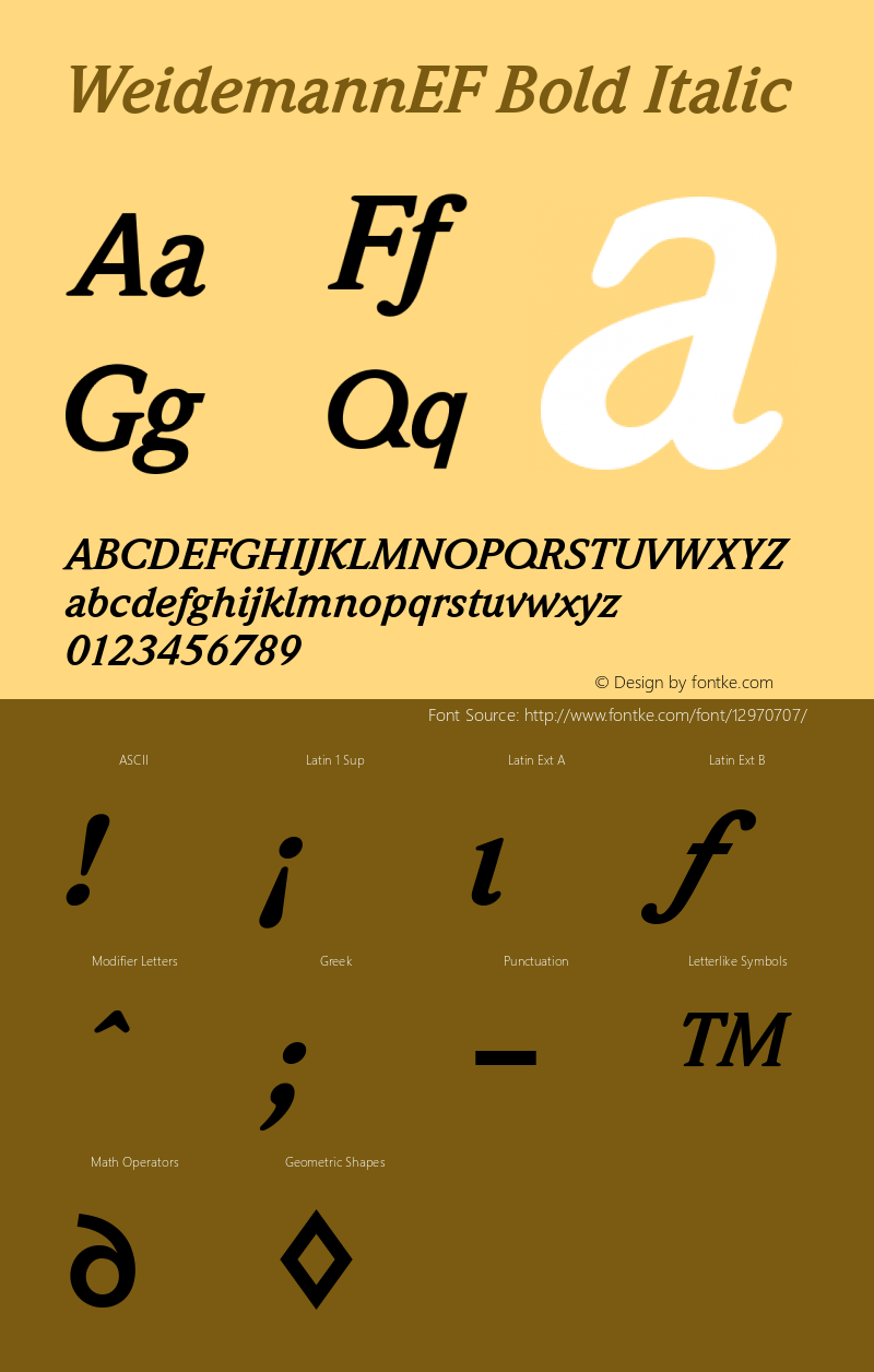 WeidemannEF Bold Italic OTF 1.000;PS 001.000;Core 1.0.29图片样张