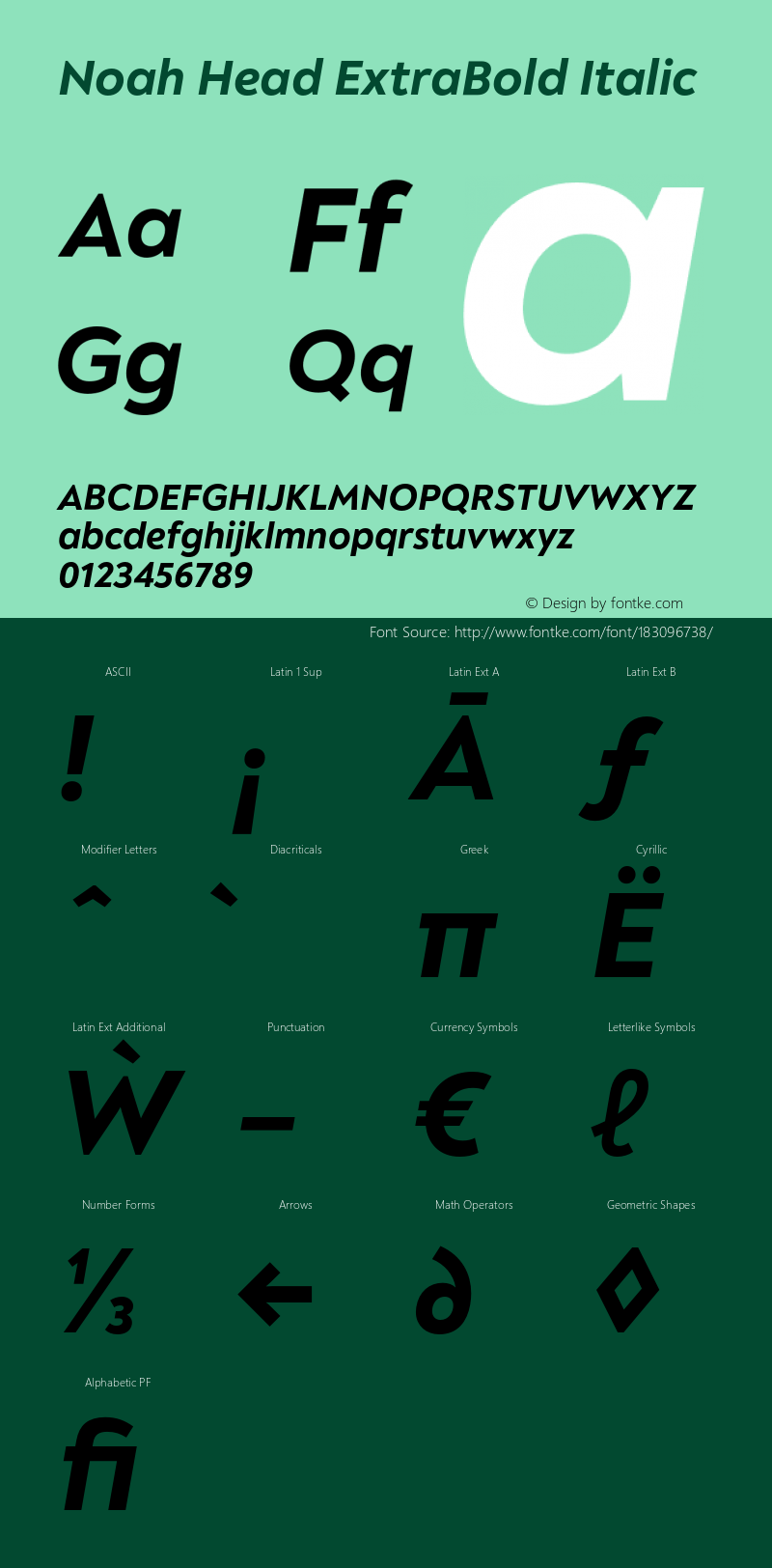 Noah Head ExtraBold Italic Version 1.000;PS 001.000;hotconv 1.0.88;makeotf.lib2.5.64775图片样张