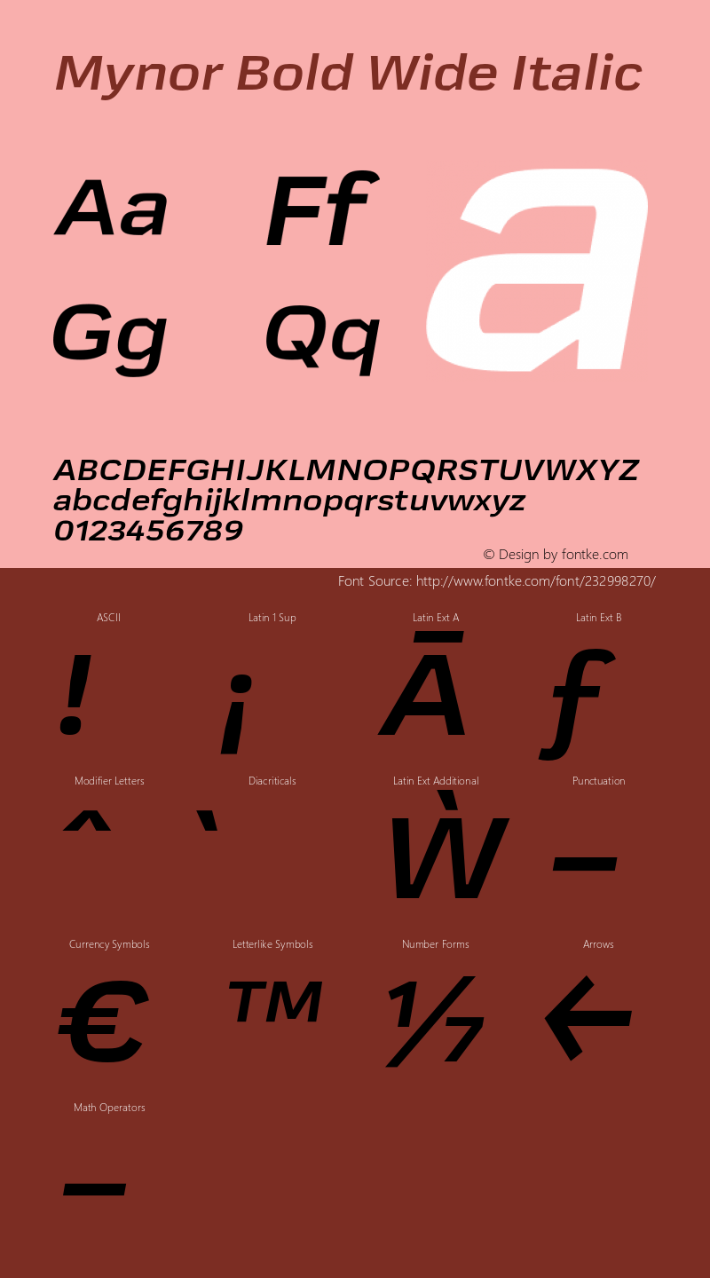 Mynor Bold Wide Italic Version 001.000 January 2019图片样张