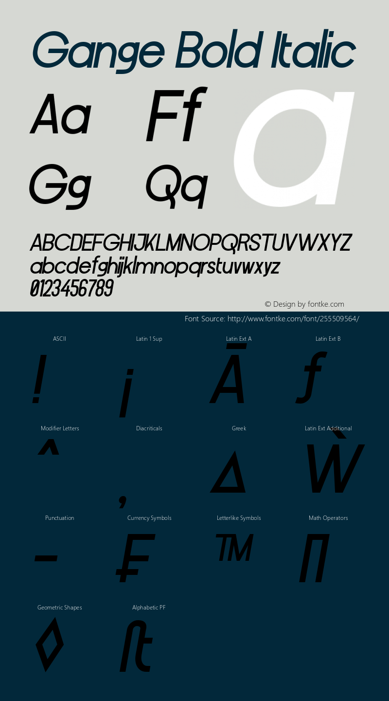 Gange Bold Italic Version 1.000图片样张