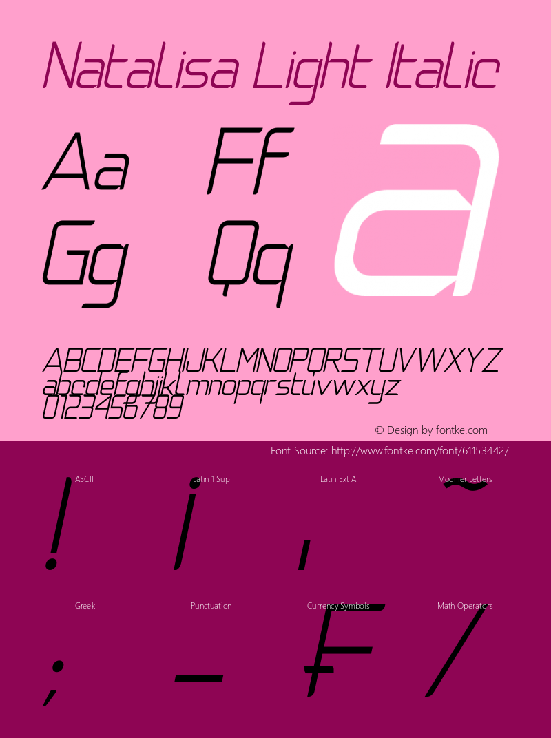 Natalisa Light Italic Version 1.00;March 27, 2020;FontCreator 13.0.0.2613 64-bit图片样张