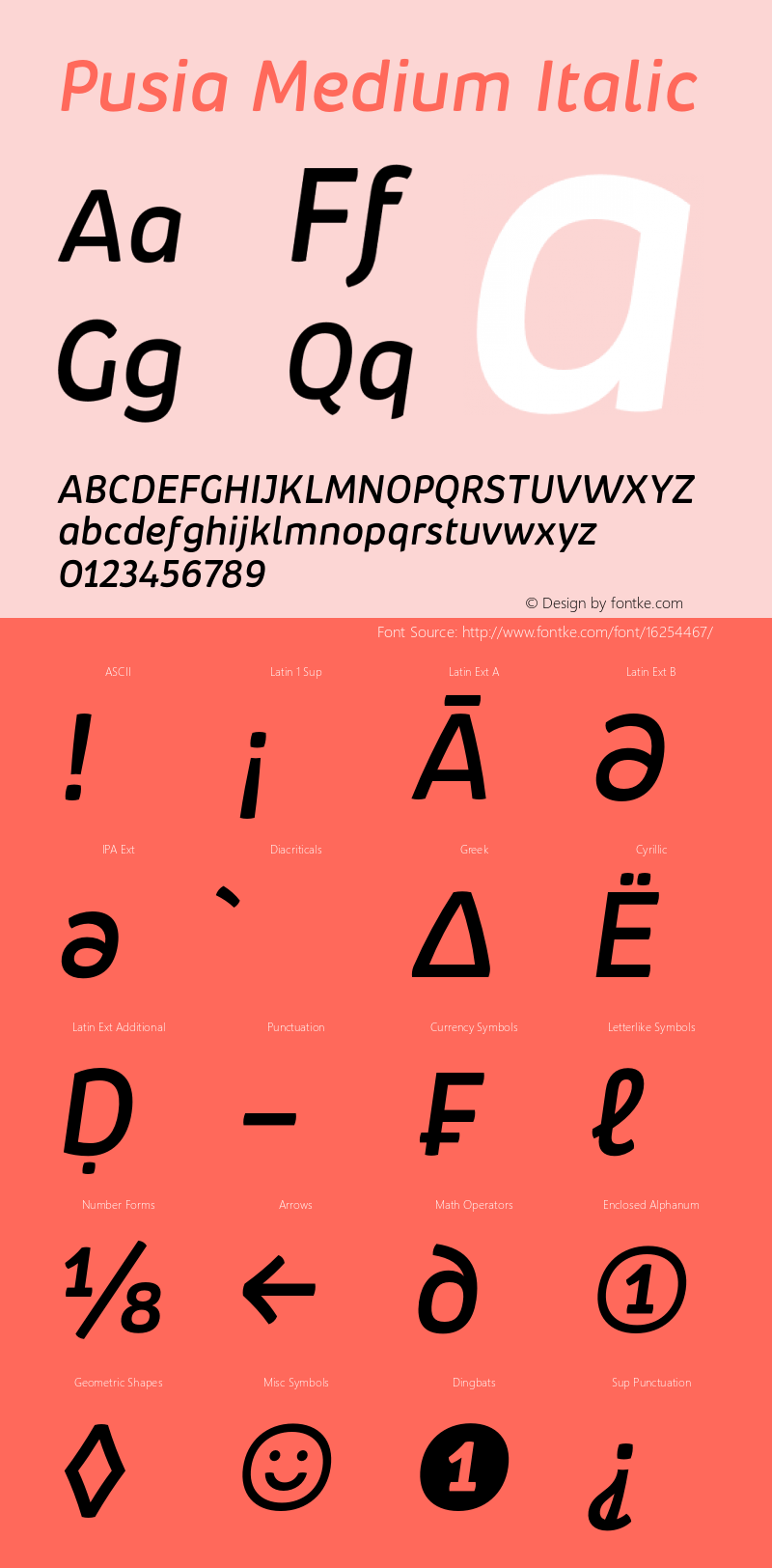 Pusia Medium Italic Version 1.000;PS 001.000;hotconv 1.0.88;makeotf.lib2.5.64775图片样张