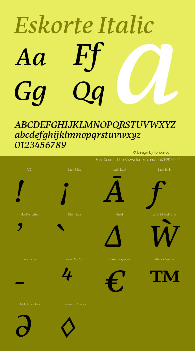 Eskorte Italic Version 1.000图片样张