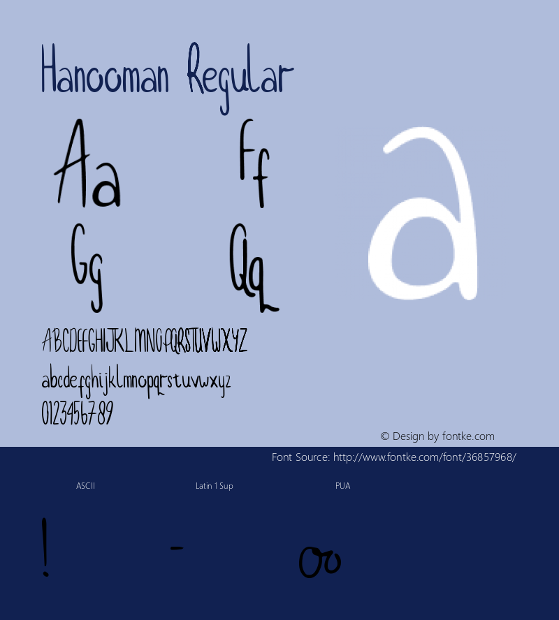 Hanooman Version 1.00;August 13, 2019;FontCreator 12.0.0.2535 64-bit图片样张