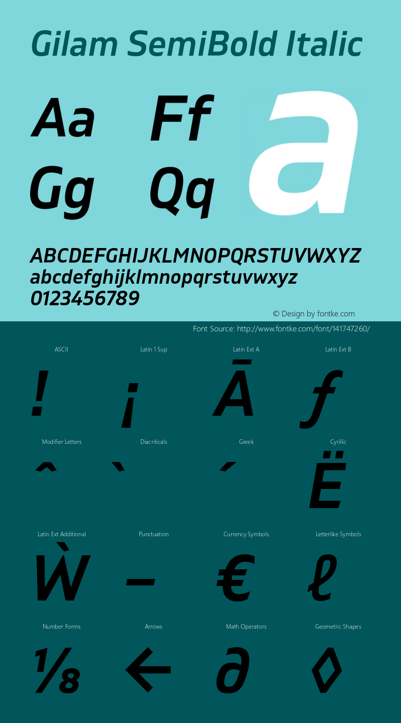 Gilam SemiBold Italic Version 1.000;PS 001.000;hotconv 1.0.88;makeotf.lib2.5.64775图片样张
