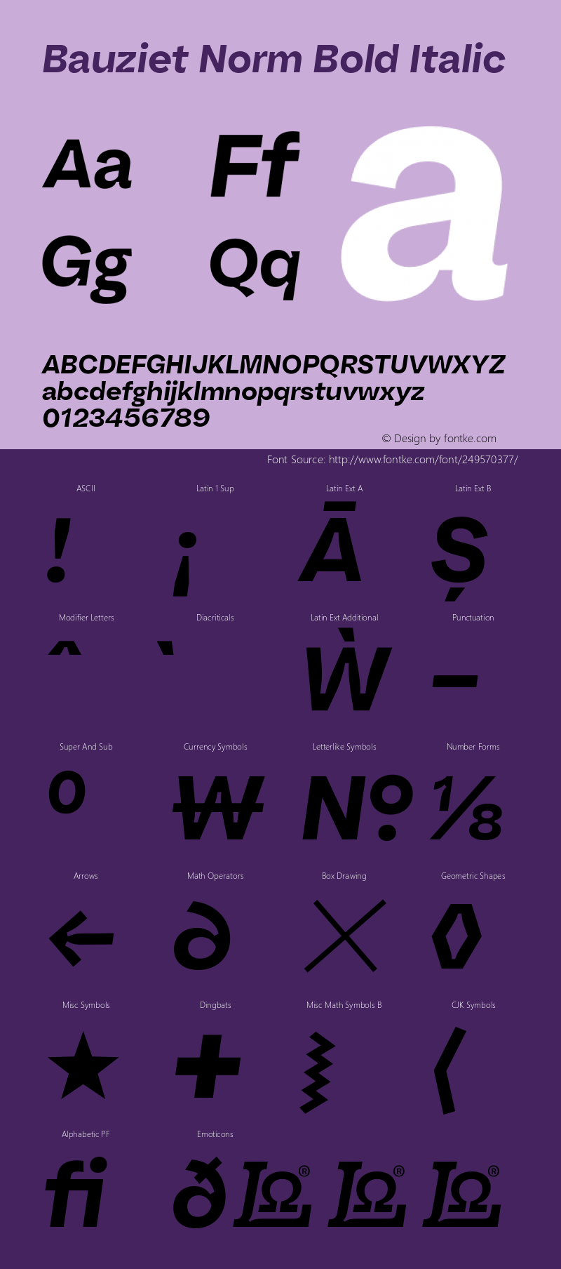 Bauziet Norm Bold Italic Version 1.000;hotconv 1.0.109;makeotfexe 2.5.65596图片样张