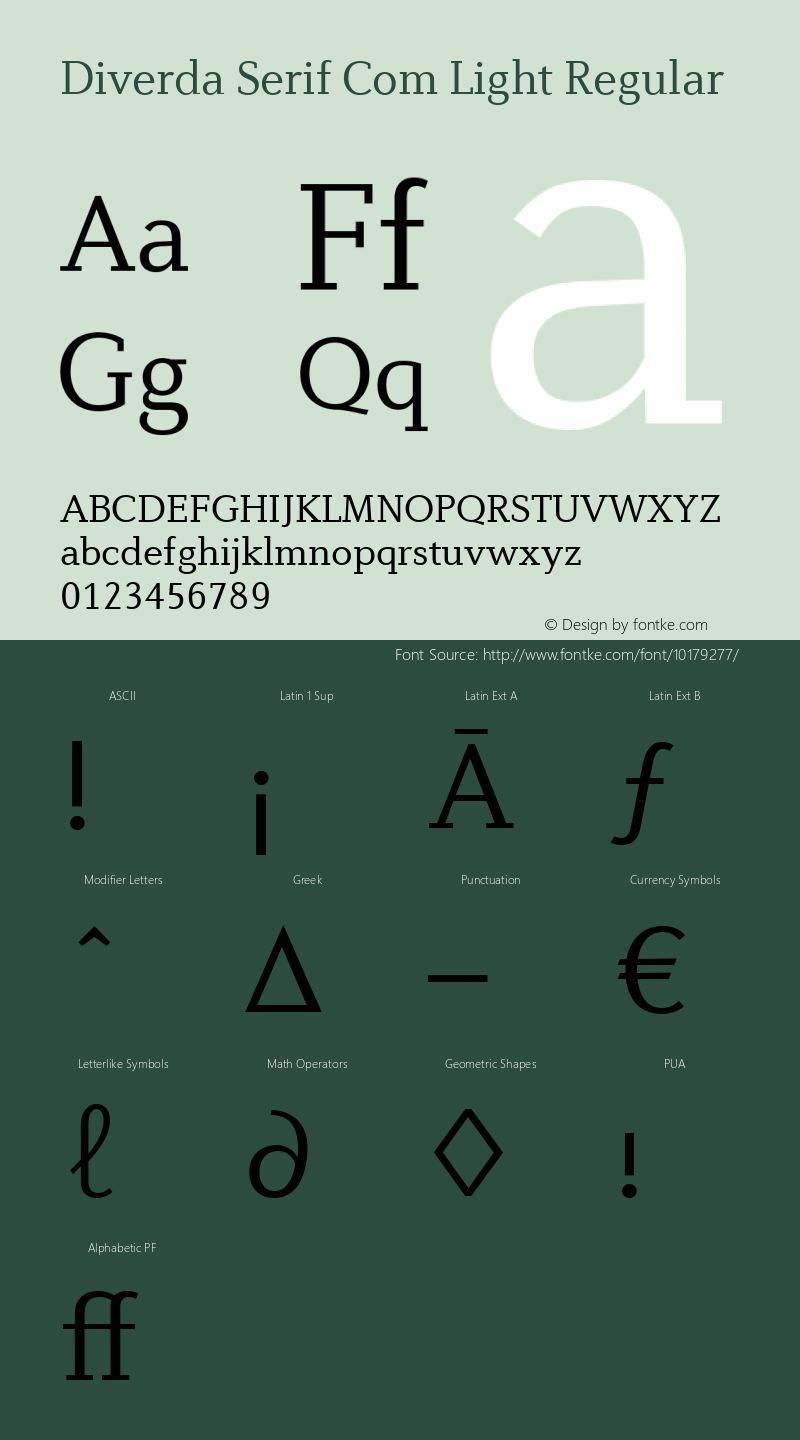 Diverda Serif Com Light Regular Version 1.10; 2006图片样张