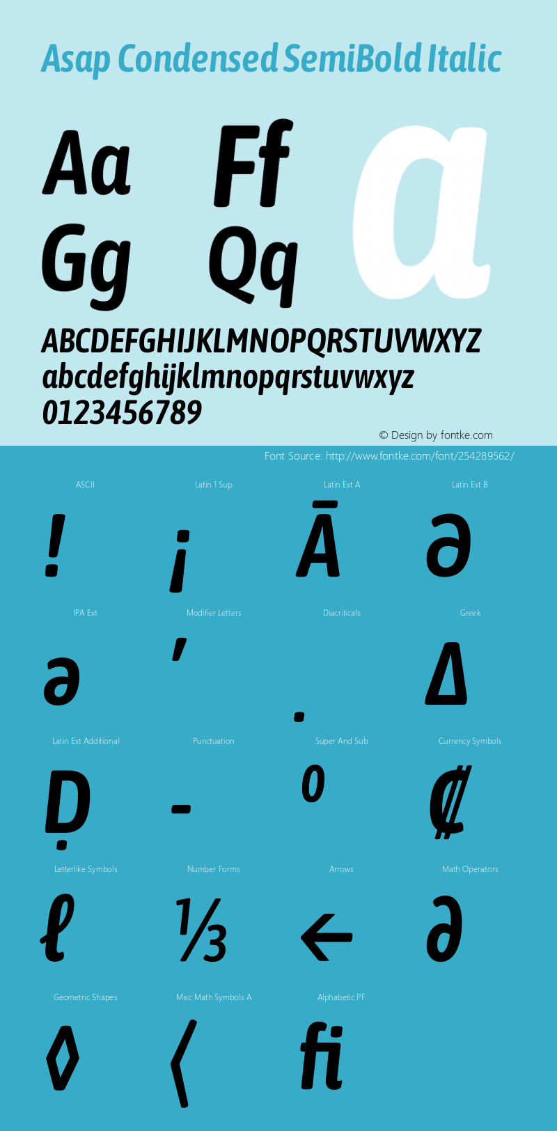 Asap Condensed SemiBold Italic Version 3.001图片样张